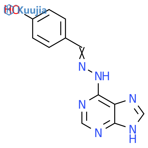 4-(1E)-2-(9H-purin-6-yl)hydrazin-1-ylidenemethylphenol structure