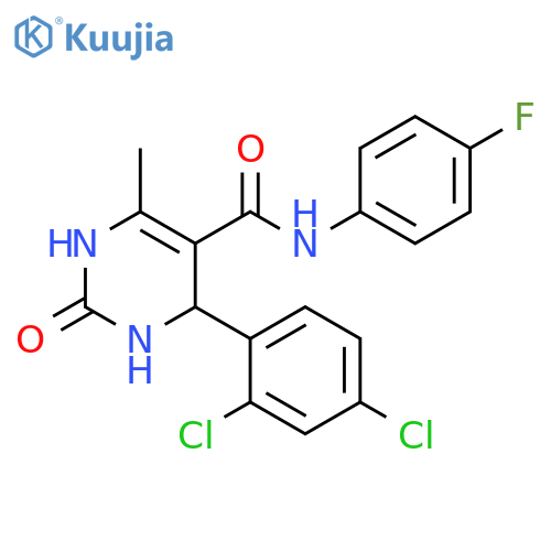 4-(2,4-dichlorophenyl)-N-(4-fluorophenyl)-6-methyl-2-oxo-1,2,3,4-tetrahydropyrimidine-5-carboxamide structure
