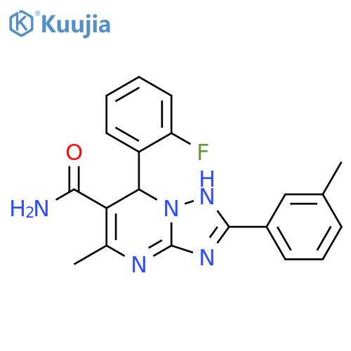 7-(2-fluorophenyl)-5-methyl-2-(3-methylphenyl)-4H,7H-1,2,4triazolo1,5-apyrimidine-6-carboxamide structure