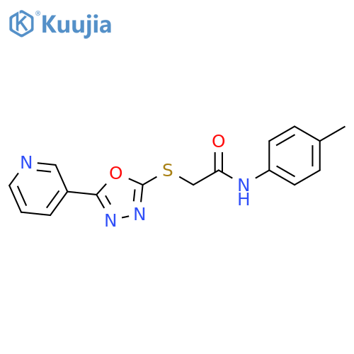 N-(4-methylphenyl)-2-{[5-(pyridin-3-yl)-1,3,4-oxadiazol-2-yl]sulfanyl}acetamide structure