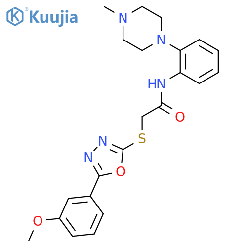 2-{[5-(3-methoxyphenyl)-1,3,4-oxadiazol-2-yl]sulfanyl}-N-[2-(4-methylpiperazin-1-yl)phenyl]acetamide structure