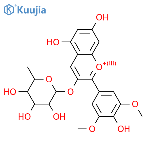 3,4',5,7-Tetrahydroxy-3',5'-dimethoxyflavylium(1+); 3-O-α-L-Rhamnopyranoside structure
