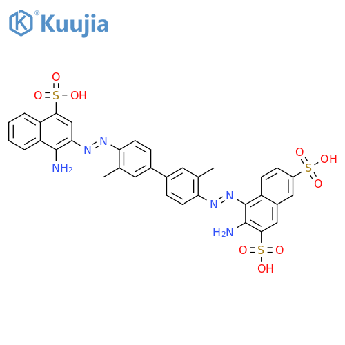 2,7-Naphthalenedisulfonicacid,3-amino-4-[2-[4'-[2-(1-amino-4-sulfo-2-naphthalenyl)diazenyl]-3,3'-dimethyl[1,1'-biphenyl]-4-yl]diazenyl]-,sodium salt (1:3) structure