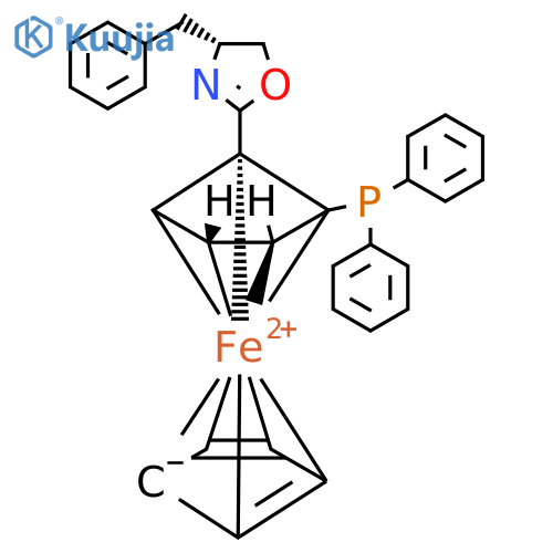 (2S)-1-[(4S)-4,5-Dihydro-4-(phenylmethyl)-2-oxazolyl]-2-(diphenylphosphino)ferrocene structure