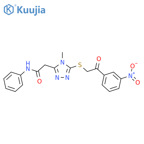 2-(4-methyl-5-{[2-(3-nitrophenyl)-2-oxoethyl]sulfanyl}-4H-1,2,4-triazol-3-yl)-N-phenylacetamide structure