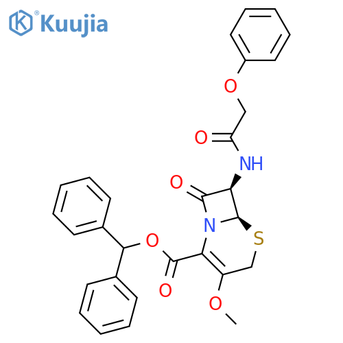 5-Thia-1-azabicyclo[4.2.0]oct-2-ene-2-carboxylicacid, 3-methoxy-8-oxo-7-[(phenoxyacetyl)amino]-, diphenylmethyl ester,(6R-trans)- (9CI) structure
