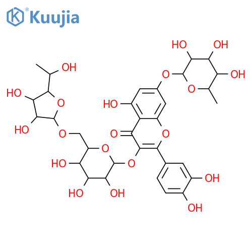4H-1-Benzopyran-4-one, 3-[[6-O-(6-deoxy-β-L-mannofuranosyl)-β-D-glucopyranosyl]oxy]-7-[(6-deoxy-α-L-mannopyranosyl)oxy]-2-(3,4-dihydroxyphenyl)-5-hydroxy- (9CI) structure