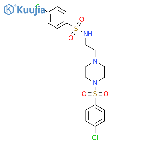 4-chloro-N-[2-[4-(4-chlorophenyl)sulfonylpiperazin-1-yl]ethyl]benzenesulfonamide structure