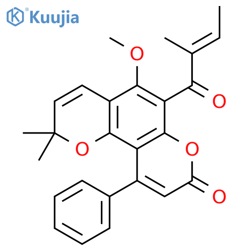 2H,8H-Benzo[1,2-b:3,4-b']dipyran-8-one,5-methoxy-2,2-dimethyl-6-[(2E)-2-methyl-1-oxo-2-buten-1-yl]-10-phenyl- structure