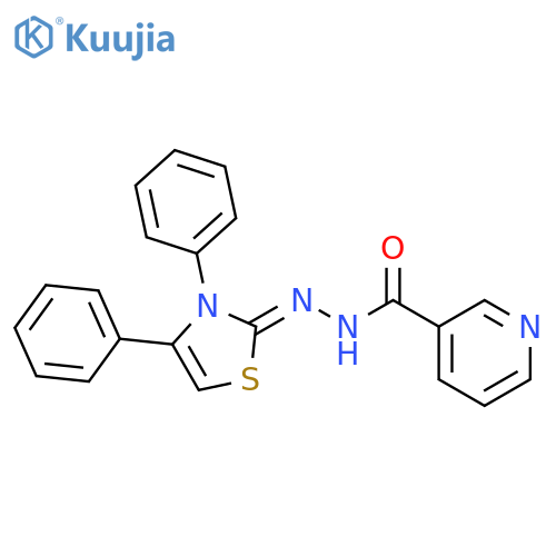 3-PYRIDINECARBOXYLIC ACID, (3,4-DIPHENYL-2(3H)-THIAZOLYLIDENE)HYDRAZIDE structure