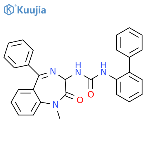 1-(1-methyl-2-oxo-5-phenyl-3H-1,4-benzodiazepin-3-yl)-3-(2-phenylphenyl)urea structure