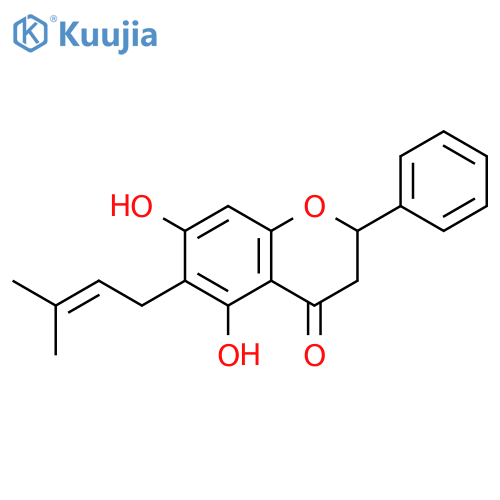 (2S)-2,3-dihydro-5,7-dihydroxy-2-phenyl-6-C-prenyl-4H-1-benzopyran-4-one structure