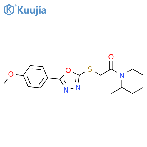 2-{[5-(4-methoxyphenyl)-1,3,4-oxadiazol-2-yl]sulfanyl}-1-(2-methylpiperidin-1-yl)ethan-1-one structure