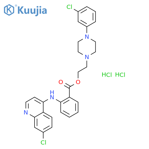 2-[4-(3-chlorophenyl)piperazin-1-yl]ethyl 2-[(7-chloroquinolin-4-yl)amino]benzoate dihydrochloride structure