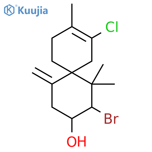 Spiro[5.5]undec-8-en-3-ol,2-bromo-8-chloro-1,1,9-trimethyl-5-methylene-, (2R,3S,6R)- structure