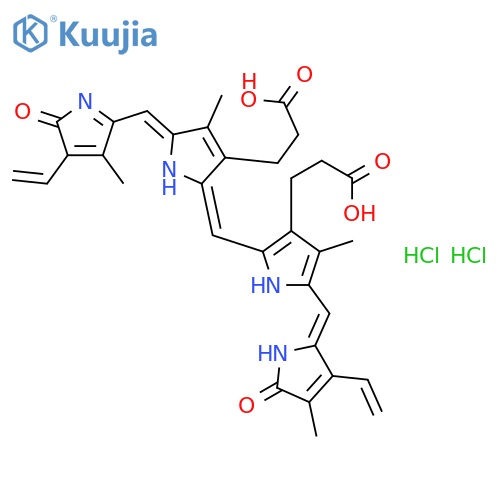 21H-Biline-8,12-dipropanoicacid, 3,18-diethenyl-1,19,22,24-tetrahydro-2,7,13,17-tetramethyl-1,19-dioxo-,hydrochloride (1:2) structure
