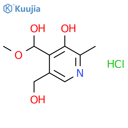 4-[hydroxy(methoxy)methyl]-5-(hydroxymethyl)-2-methylpyridin-3-ol hydrochloride (1:1) structure
