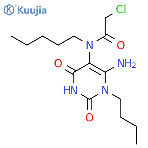 N-(6-amino-1-butyl-2,4-dioxo-1,2,3,4-tetrahydropyrimidin-5-yl)-2-chloro-N-pentylacetamide structure