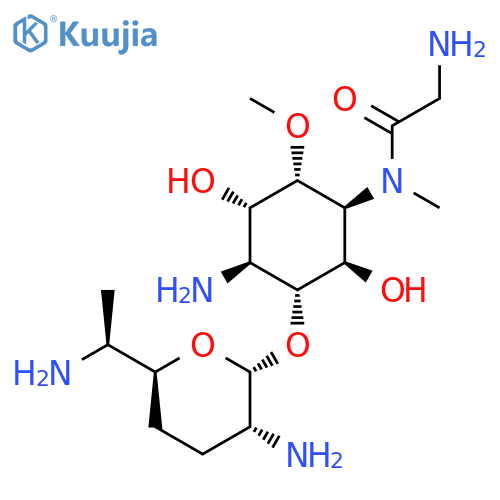 L-chiro-Inositol,4-amino-1-[(2-aminoacetyl)methylamino]-1,4-dideoxy-3-O-(2,6-diamino-2,3,4,6,7-pentadeoxy-b-L-lyxo-heptopyranosyl)-6-O-methyl- structure