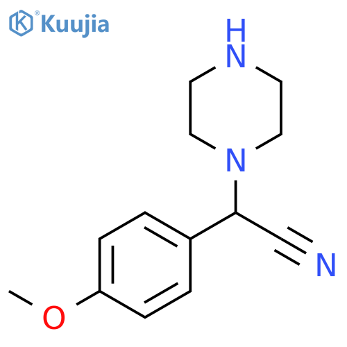 2-(4-methoxyphenyl)-2-(piperazin-1-yl)acetonitrile structure