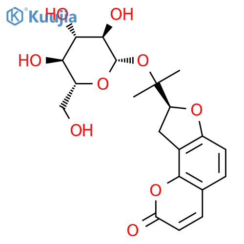 2H-Furo[2,3-h]-1-benzopyran-2-one,8-[1-(b-D-glucopyranosyloxy)-1-methylethyl]-8,9-dihydro-,(8S)- structure