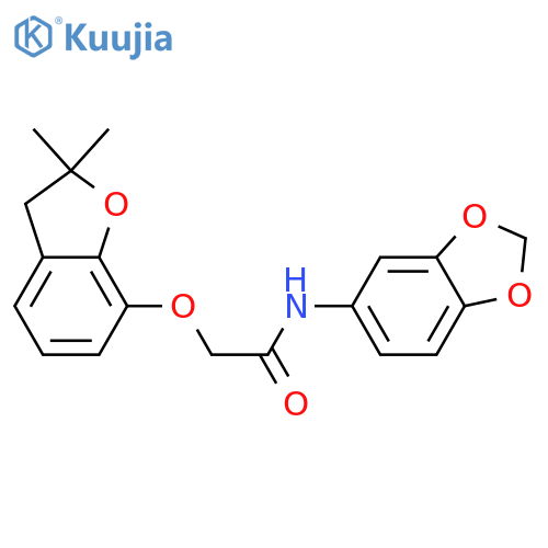 N-(2H-1,3-benzodioxol-5-yl)-2-(2,2-dimethyl-2,3-dihydro-1-benzofuran-7-yl)oxyacetamide structure