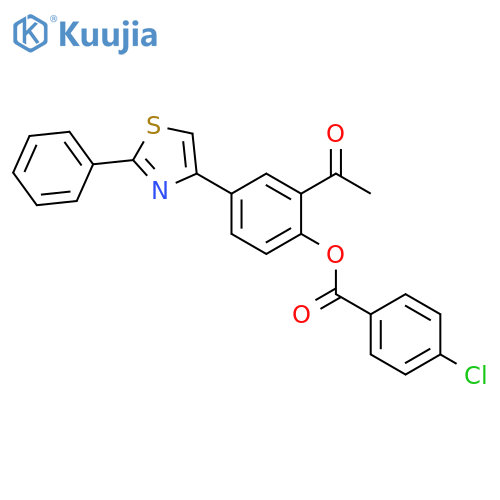 Benzoic acid, 4-chloro-, 2-acetyl-4-(2-phenyl-4-thiazolyl)phenyl ester structure