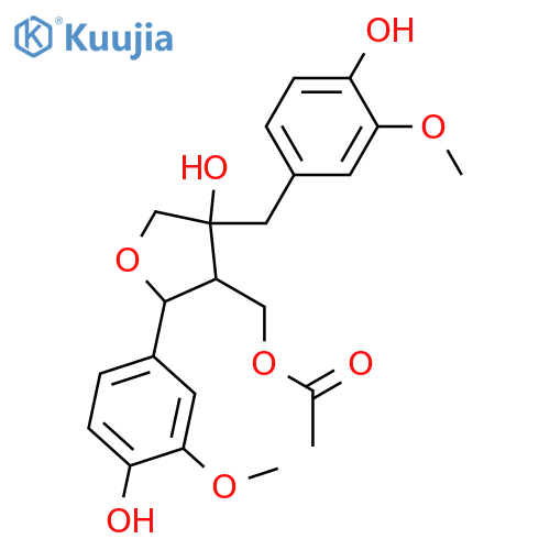 3-Furanmethanol, tetrahydro-4-hydroxy-2-(4-hydroxy-3-methoxyphenyl)-4-[(4-hydroxy-3-methoxyphenyl)methyl]-, 3-acetate, (2R,3R,4S)- structure