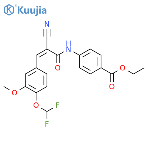 Ethyl 4-{2-cyano-3-[4-(difluoromethoxy)-3-methoxyphenyl]prop-2-enamido}benzoate structure