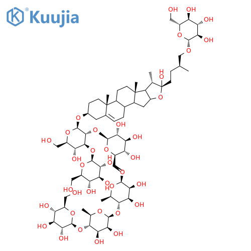 (3beta,8xi,9xi,14xi,16xi,17xi,22R,25S)-26-(beta-D-glucopyranosyloxy)-22-hydroxyfurost-5-en-3-yl beta-D-glucopyranosyl-(1->3)-[beta-D-glucopyranosyl-(1->4)-6-deoxy-beta-D-mannopyranosyl-(1->4)-6-deoxy-beta-D-mannopyranosyl-(1->6)-beta-D-glucopyranosyl-(1-> structure