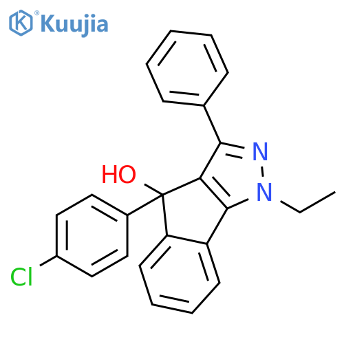 4-(4-chlorophenyl)-1-ethyl-3-phenyl-1,4-dihydroindeno[1,2-c]pyrazol-4-ol structure