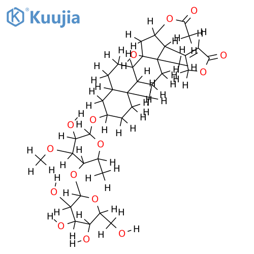 16beta-Acetoxy-3beta-(O4-beta-D-glucopyranosyl-O3-methyl-beta-D-fucopyranosyloxy)-14-hydroxy-5beta,14beta-card-20(22)-enolid structure