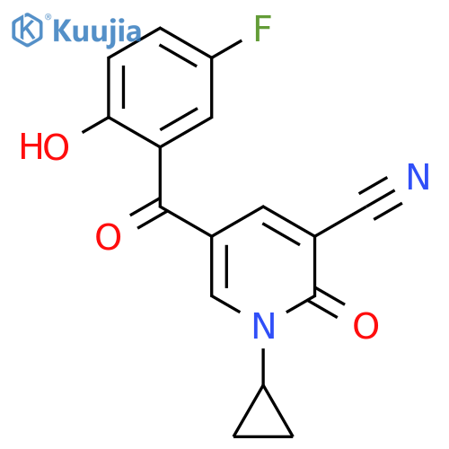 <br>1-Cyclopropyl-5-(5-fluoro-2-hydroxy-benzoyl)-2-oxo-1,2-dihydro-pyridine-3-c arbonitrile structure