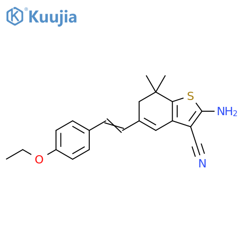 Benzo[b]thiophene-3-carbonitrile, 2-amino-5-[2-(4-ethoxyphenyl)ethenyl]-6,7-dihydro-7,7-dimethyl- structure
