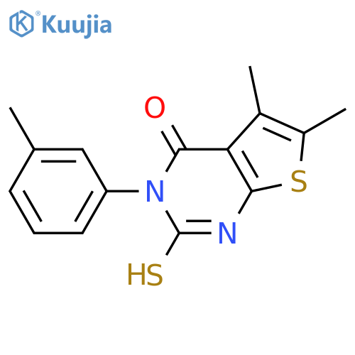 5,6-dimethyl-3-(3-methylphenyl)-2-sulfanyl-3H,4H-thieno[2,3-d]pyrimidin-4-one structure