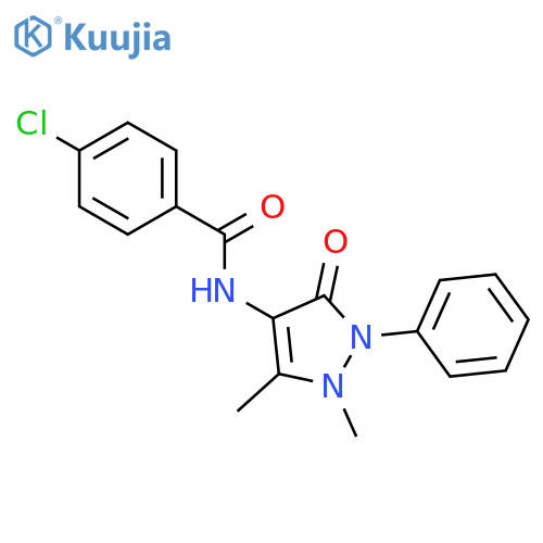 4-chloro-N-(1,5-dimethyl-3-oxo-2-phenyl-2,3-dihydro-1H-pyrazol-4-yl)benzamide structure