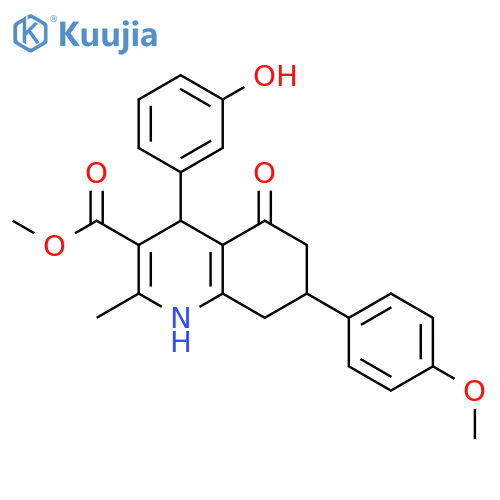 methyl 4-(3-hydroxyphenyl)-7-(4-methoxyphenyl)-2-methyl-5-oxo-1,4,5,6,7,8-hexahydroquinoline-3-carboxylate structure
