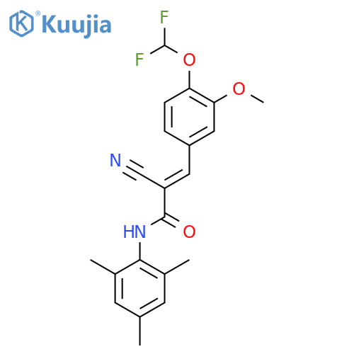 2-cyano-3-[4-(difluoromethoxy)-3-methoxyphenyl]-N-(2,4,6-trimethylphenyl)prop-2-enamide structure