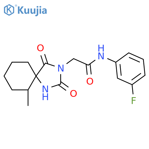 N-(3-fluorophenyl)-2-{6-methyl-2,4-dioxo-1,3-diazaspiro[4.5]decan-3-yl}acetamide structure