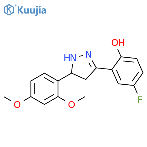 2-5-(2,4-dimethoxyphenyl)-4,5-dihydro-1H-pyrazol-3-yl-4-fluorophenol structure