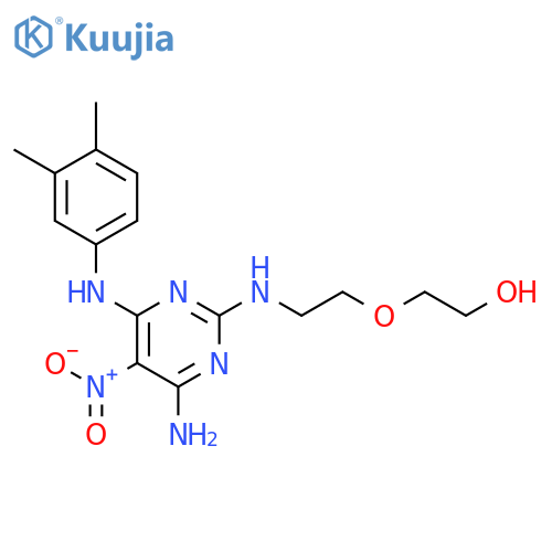 2-2-({4-amino-6-(3,4-dimethylphenyl)amino-5-nitropyrimidin-2-yl}amino)ethoxyethan-1-ol structure