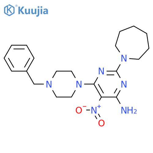 2-(azepan-1-yl)-6-(4-benzylpiperazin-1-yl)-5-nitropyrimidin-4-amine structure