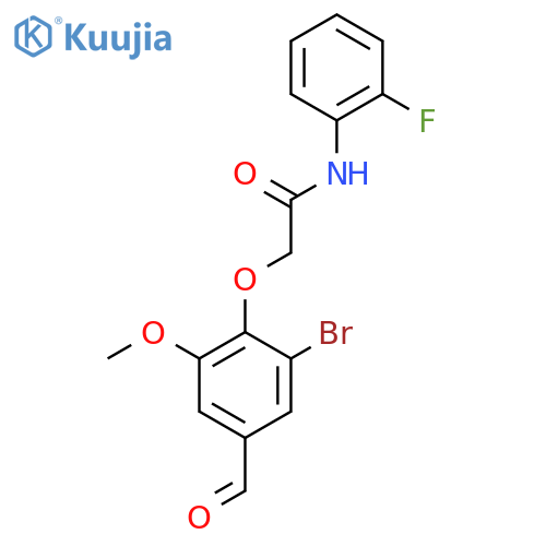 2-(2-bromo-4-formyl-6-methoxyphenoxy)-N-(2-fluorophenyl)acetamide structure