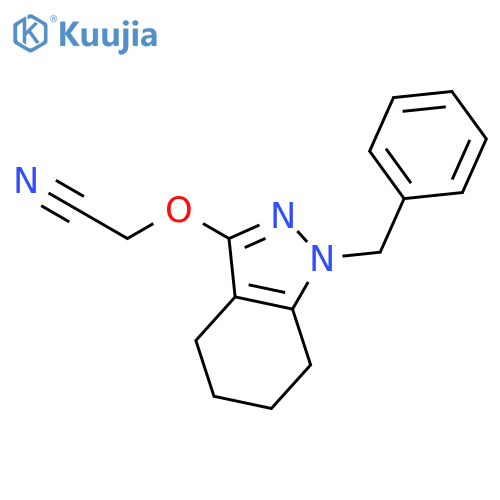 Acetonitrile, [[4,5,6,7-tetrahydro-1-(phenylmethyl)-1H-indazol-3-yl]oxy]- structure