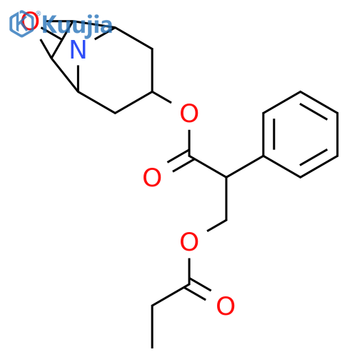Benzeneacetic acid, a-[(1-oxopropoxy)methyl]-,9-methyl-3-oxa-9-azatricyclo[3.3.1.02,4]non-7-yl ester, [7(S)-(1a,2b,4b,5a,7b)]- (9CI) structure