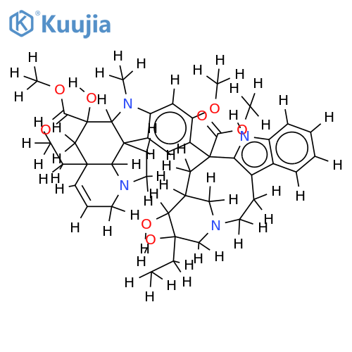 15-(3,4-dihydroxy-18-methoxycarbonyl-5,18-seco-ibogamin-18-yl)-3-hydroxy-16-methoxy-1-methyl-6,7-didehydro-aspidospermidine-3-carboxylic acid methyl ester structure