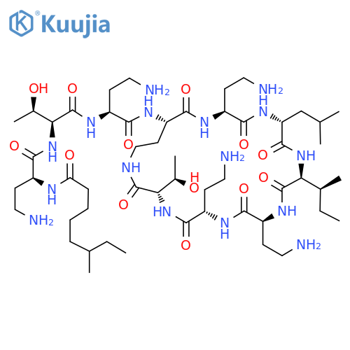 L-Threonine,(2S)-4-amino-2-[[(6S)-6-methyl-1-oxooctyl]amino]butanoyl-L-threonyl-(2S)-2,4-diaminobutanoyl-(2S)-2,4-diaminobutanoyl-(2S)-2,4-diaminobutanoyl-D-leucyl-L-isoleucyl-(2S)-2,4-diaminobutanoyl-(2S)-2,4-diaminobutanoyl-,(10&reg;4)-lactam structure