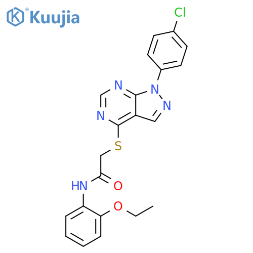 2-{1-(4-chlorophenyl)-1H-pyrazolo3,4-dpyrimidin-4-ylsulfanyl}-N-(2-ethoxyphenyl)acetamide structure