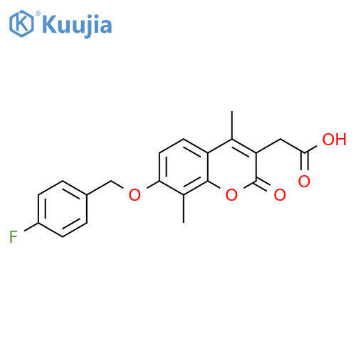 {7-[(4-fluorobenzyl)oxy]-4,8-dimethyl-2-oxo-2H-chromen-3-yl}acetic acid structure