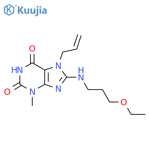 8-(3-ethoxypropyl)amino-3-methyl-7-(prop-2-en-1-yl)-2,3,6,7-tetrahydro-1H-purine-2,6-dione structure